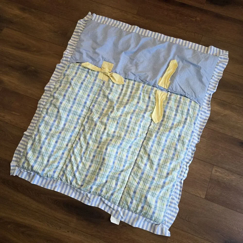 Waverly Baby Crib Comforter Blue Yellow Plaid 36